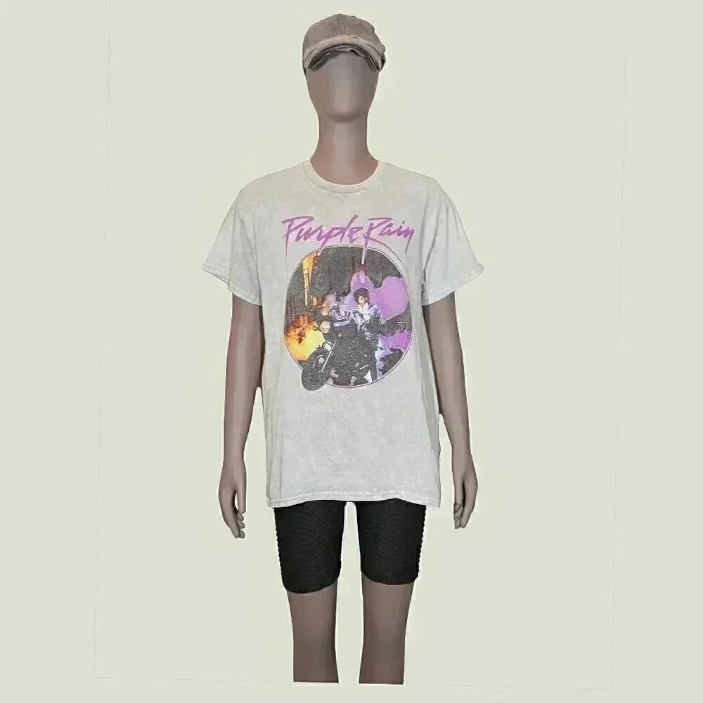 Prince Purple Rain Gray Graphic Tee Shirt Size Medium Crew Neck‎ Shirt